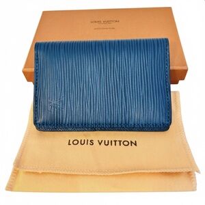 Louis Vuitton LV Vibrant Blue Epi Leather Card Holder NEW FULL INCLUSION
